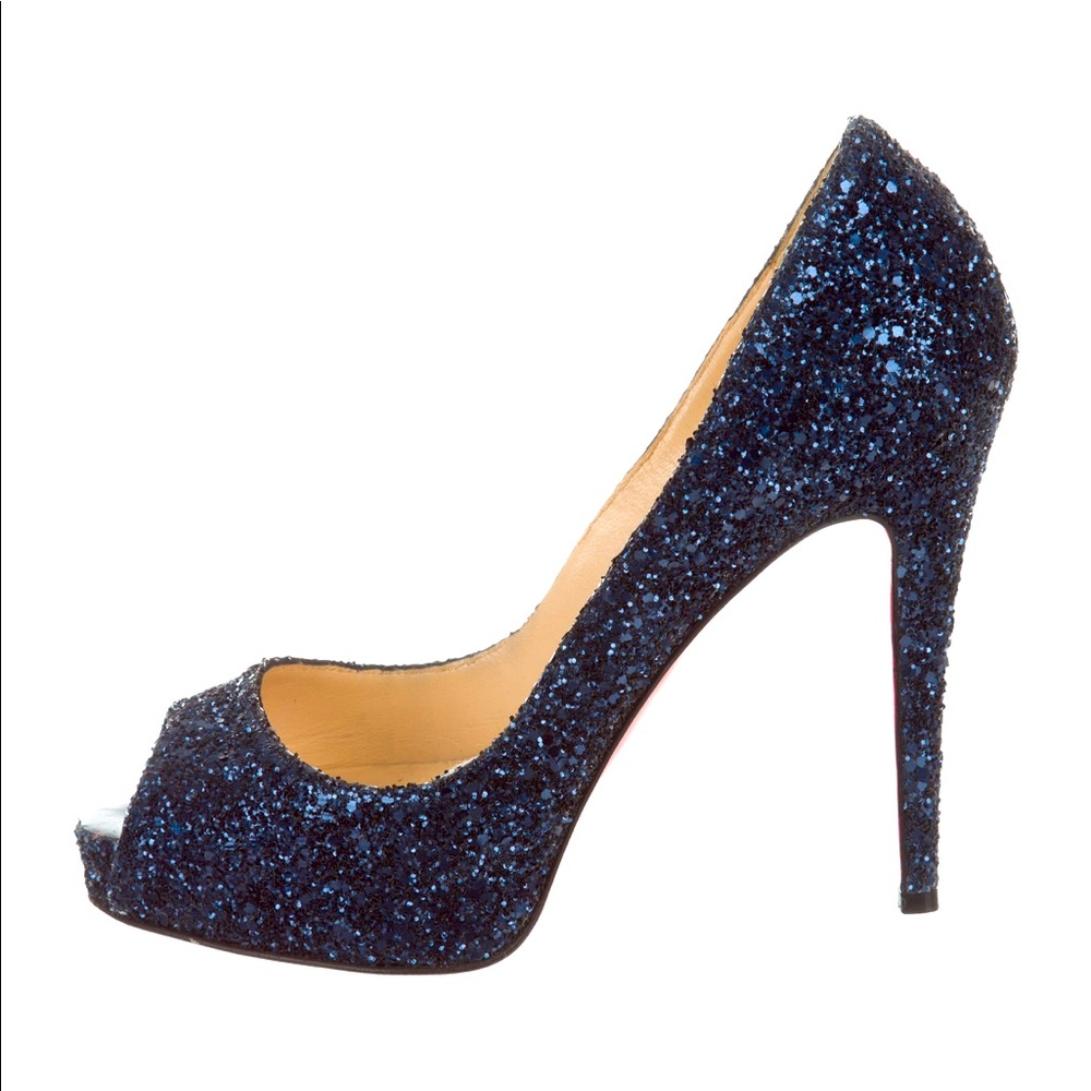 Christian Louboutin Glitter Peep Toe Pumps